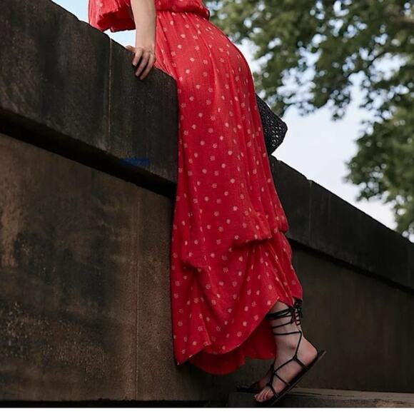 Free People Red Wide Leg Jumpsuit - Picture 2 of 14